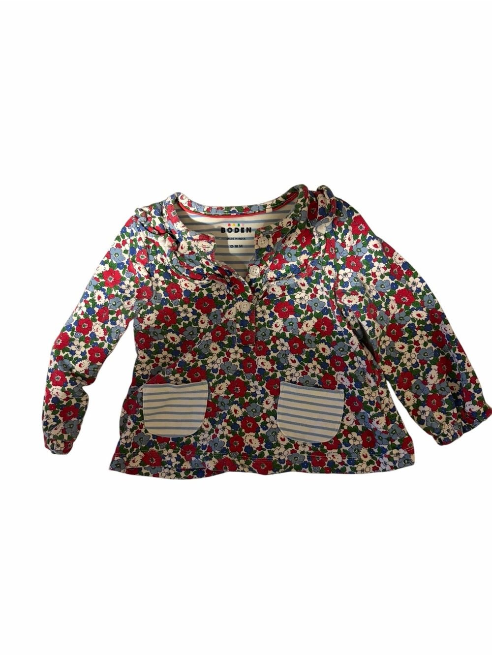 Boden Baby Floral Polo Top in Red, Blue & Green